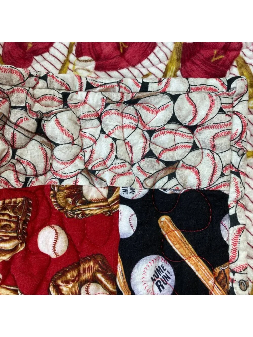 Handmade Yellow Brick Road Baseball Theme Quilted Quilt Flannel Back LA Dodgers